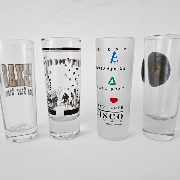 4 Shot Glasses 4" Tall - Texas, Hollywood, San Francisco, Puerto Vallarta Mexico - Picture 6 of 6